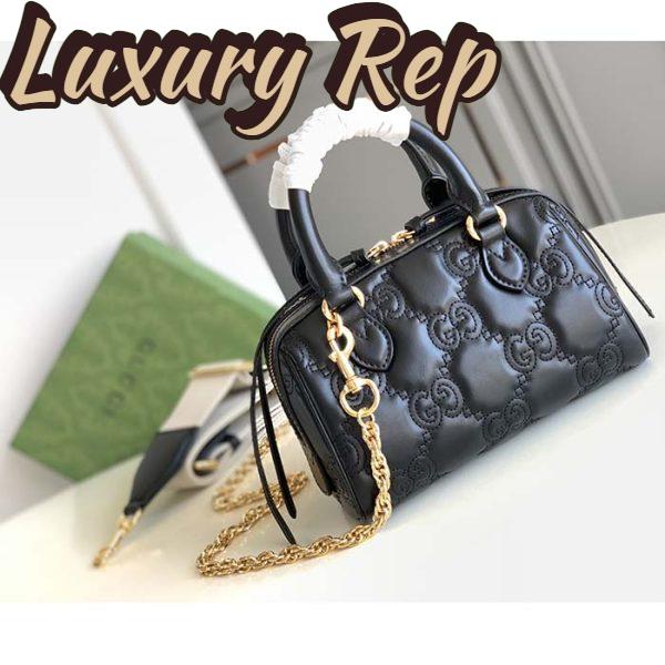 Replica Gucci Women GG Matelassé Leather Mini Bag Black Double G 4