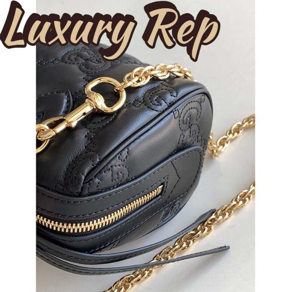Replica Gucci Women GG Matelassé Leather Mini Bag Black Double G 10