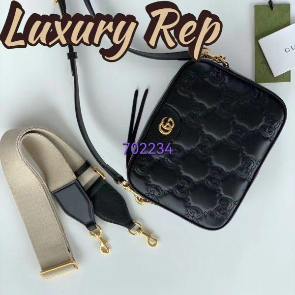 Replica Gucci Women GG Matelassé Leather Shoulder Bag Black Double G 3
