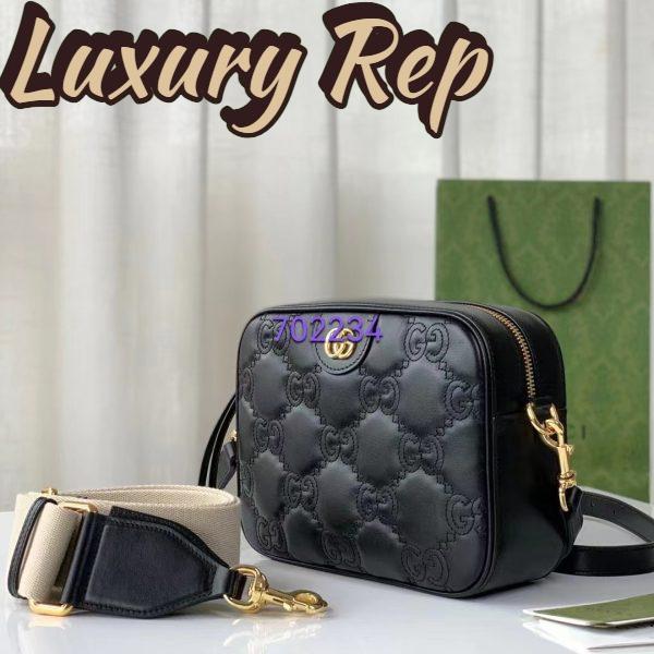 Replica Gucci Women GG Matelassé Leather Shoulder Bag Black Double G 5