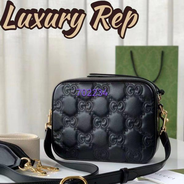 Replica Gucci Women GG Matelassé Leather Shoulder Bag Black Double G 6