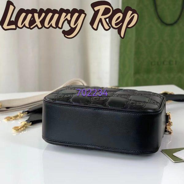 Replica Gucci Women GG Matelassé Leather Shoulder Bag Black Double G 9