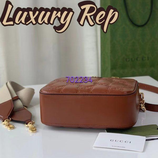 Replica Gucci Women GG Matelassé Leather Shoulder Bag Light Brown Double G 7