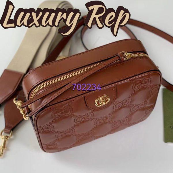 Replica Gucci Women GG Matelassé Leather Shoulder Bag Light Brown Double G 8