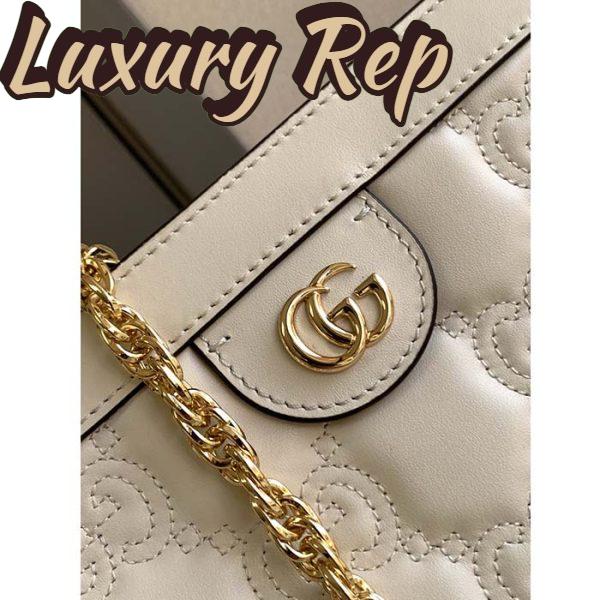 Replica Gucci Women GG Matelassé Leather Small Bag Beige Double G 9