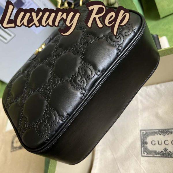 Replica Gucci Women GG Matelassé Leather Small Bag Black Double G Zip Closure 5