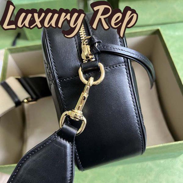 Replica Gucci Women GG Matelassé Leather Small Bag Black Double G Zip Closure 7