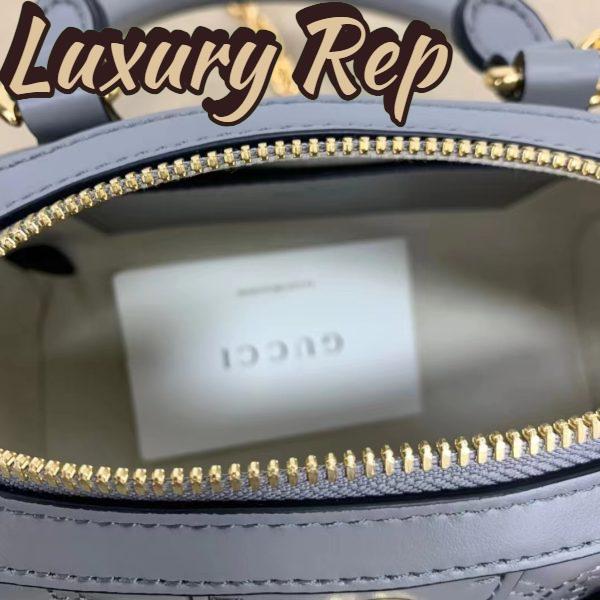 Replica Gucci Women GG Matelassé Leather Top Handle Bag Dusty Grey Double G 9