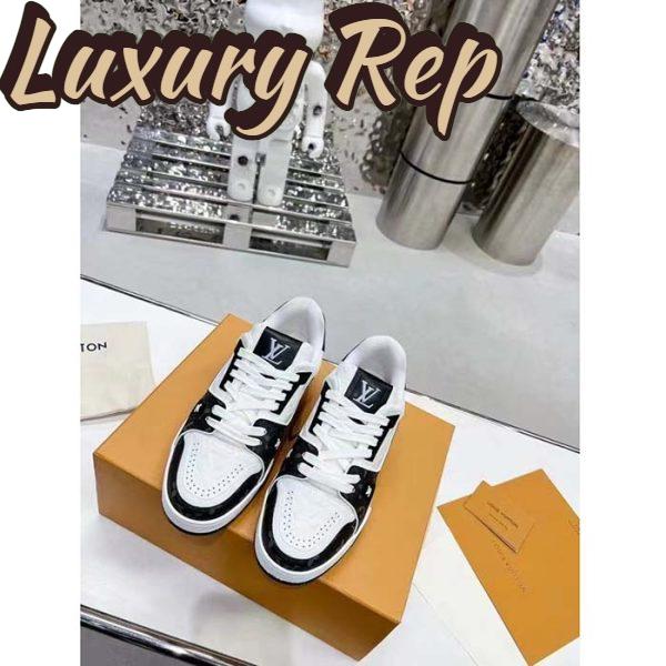 Replica Louis Vuitton Unisex LV Trainer Sneaker Black Mini Monogram Embossed Calf Leather 4