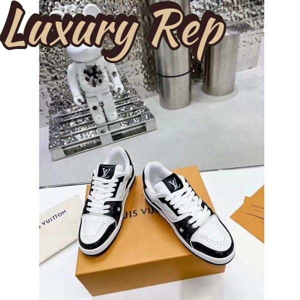 Replica Louis Vuitton Unisex LV Trainer Sneaker Black Mini Monogram Embossed Calf Leather 6