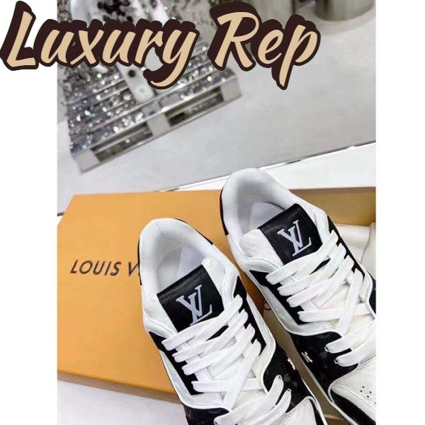 Replica Louis Vuitton Unisex LV Trainer Sneaker Black Mini Monogram Embossed Calf Leather 8