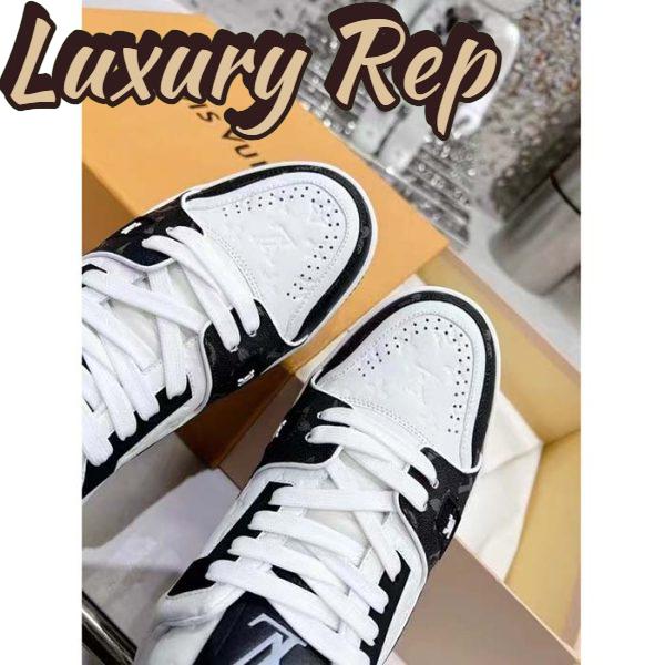 Replica Louis Vuitton Unisex LV Trainer Sneaker Black Mini Monogram Embossed Calf Leather 9