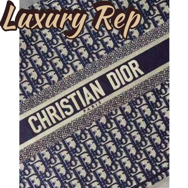 Replica Dior Unisex CD Large Book Tote Navy Blue Dior Oblique Embroidery 9