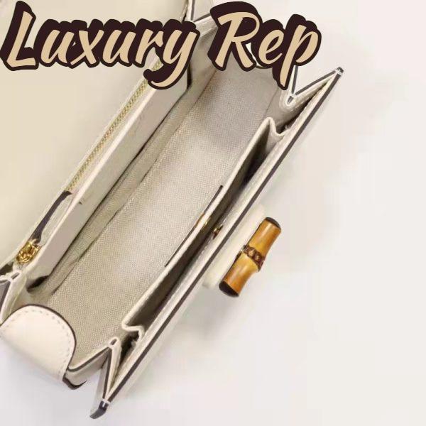 Replica Gucci Women GG Small Top Handle Bag Bamboo White Leather 8