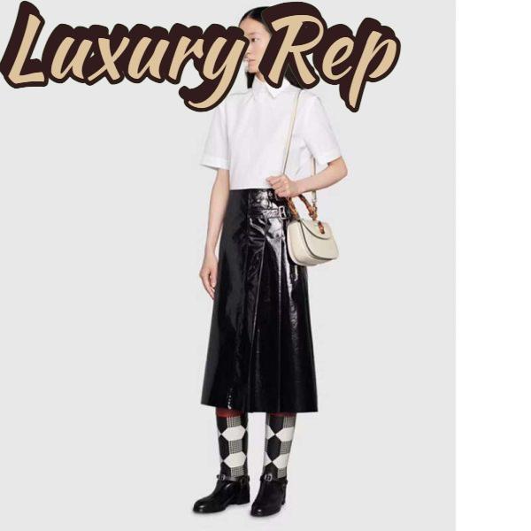 Replica Gucci Women GG Small Top Handle Bag Bamboo White Leather 12