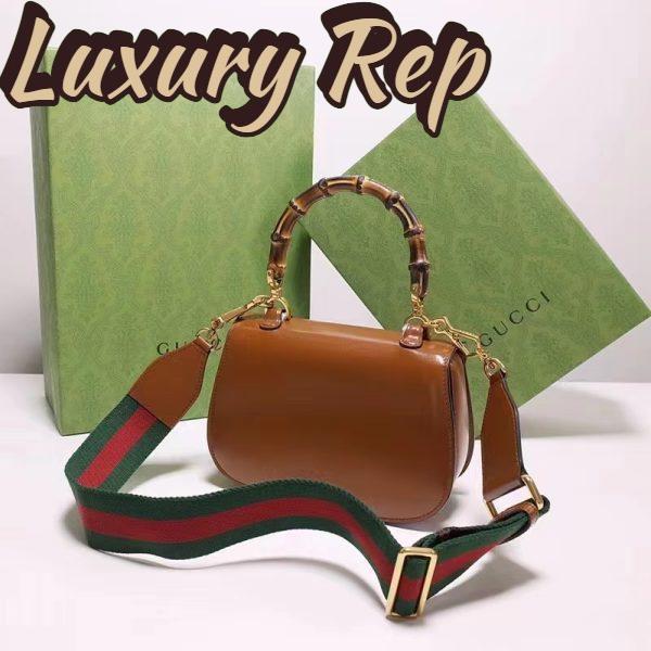 Replica Gucci Women Gucci Bamboo 1947 Small Top Handle Bag Brown Leather Bamboo Hardware 6