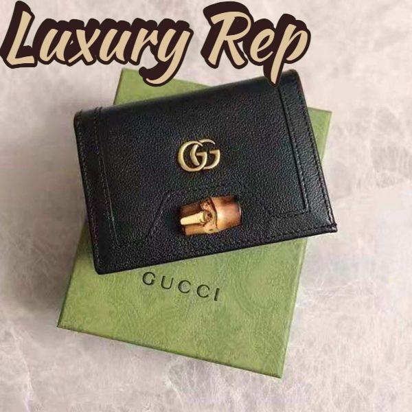 Replica Gucci Women Gucci Diana Card Case Wallet Double G Black Leather 4