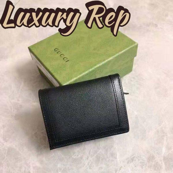 Replica Gucci Women Gucci Diana Card Case Wallet Double G Black Leather 5
