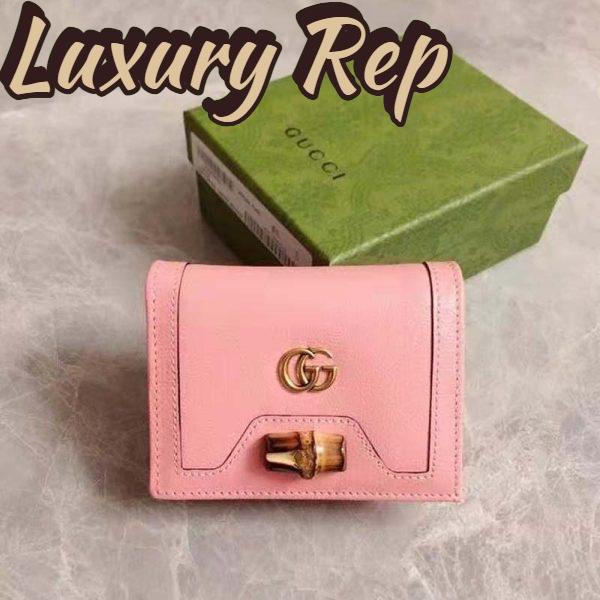 Replica Gucci Women Gucci Diana Card Case Wallet Double G Pink Leather 3