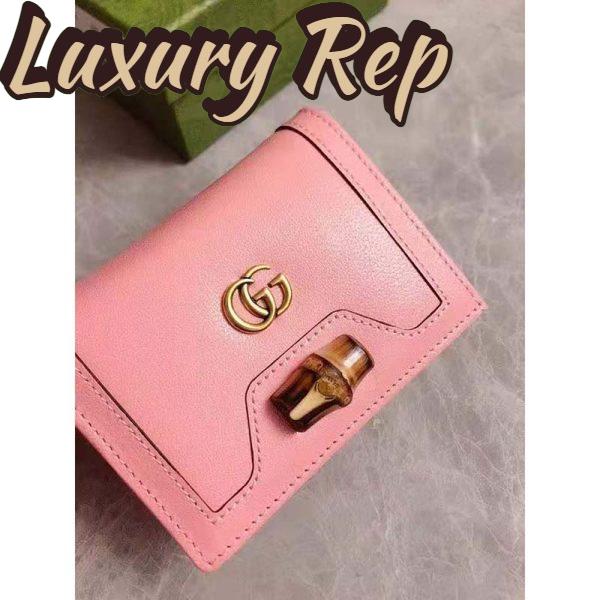 Replica Gucci Women Gucci Diana Card Case Wallet Double G Pink Leather 4