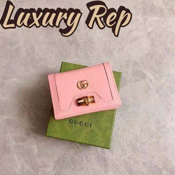Replica Gucci Women Gucci Diana Card Case Wallet Double G Pink Leather 6