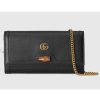 Replica Gucci Women Gucci Diana Chain Wallet with Bamboo Double G Black Leather