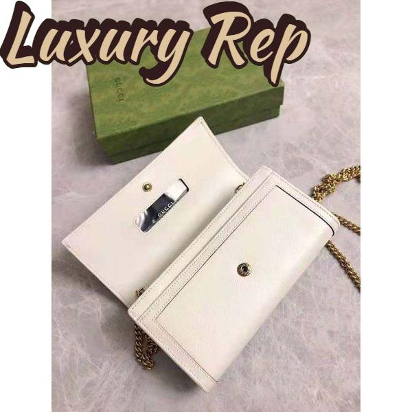 Replica Gucci Women Gucci Diana Chain Wallet with Bamboo Double G White Leather 4