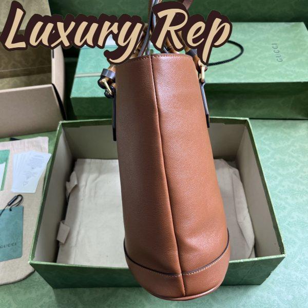 Replica Gucci Women Gucci Diana Medium Tote Bag Double G Cuir Leather Bamboo Handles 5