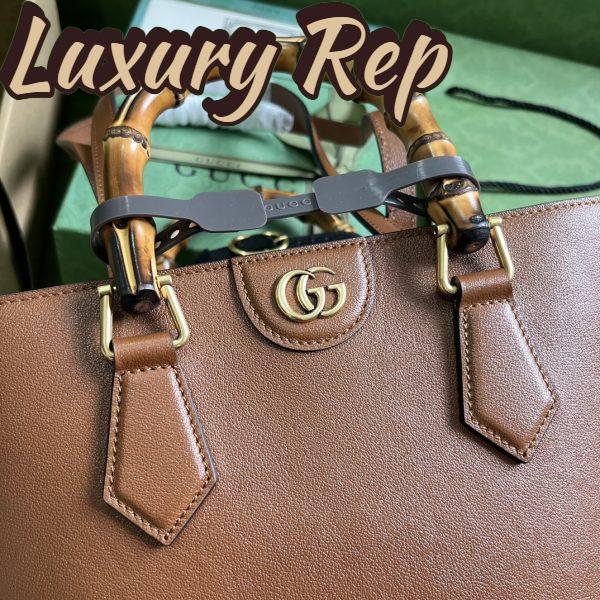 Replica Gucci Women Gucci Diana Medium Tote Bag Double G Cuir Leather Bamboo Handles 10