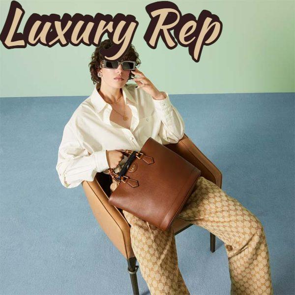 Replica Gucci Women Gucci Diana Medium Tote Bag Double G Cuir Leather Bamboo Handles 13