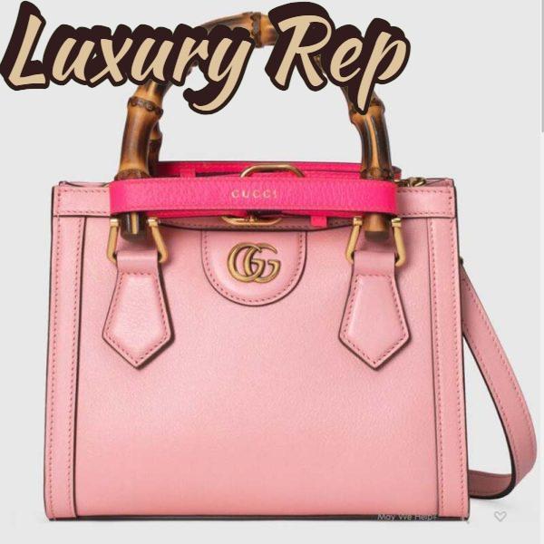Replica Gucci Women Gucci Diana Mini Tote Bag Pastel Pink Leather Double G