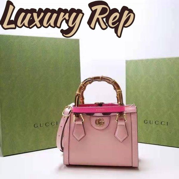 Replica Gucci Women Gucci Diana Mini Tote Bag Pastel Pink Leather Double G 3