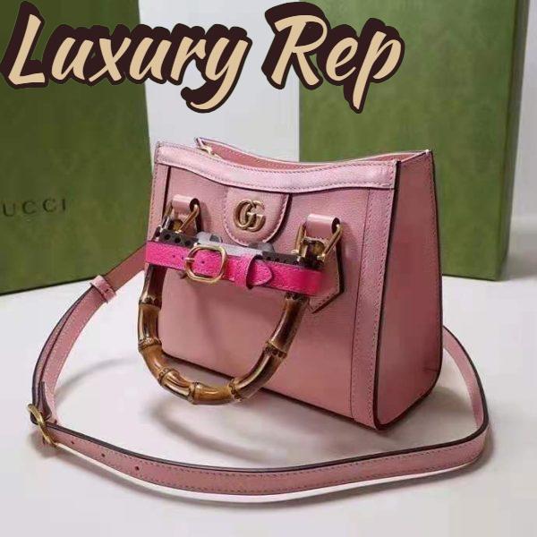Replica Gucci Women Gucci Diana Mini Tote Bag Pastel Pink Leather Double G 4