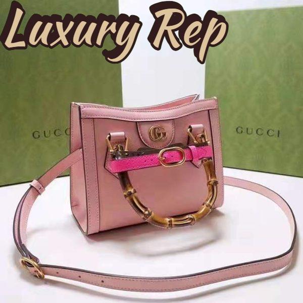 Replica Gucci Women Gucci Diana Mini Tote Bag Pastel Pink Leather Double G 6