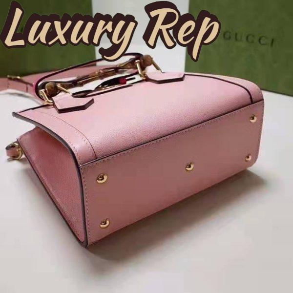 Replica Gucci Women Gucci Diana Mini Tote Bag Pastel Pink Leather Double G 7
