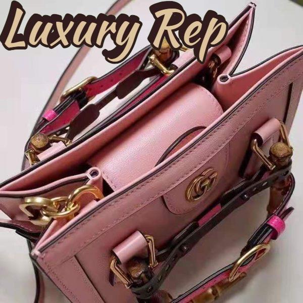 Replica Gucci Women Gucci Diana Mini Tote Bag Pastel Pink Leather Double G 8