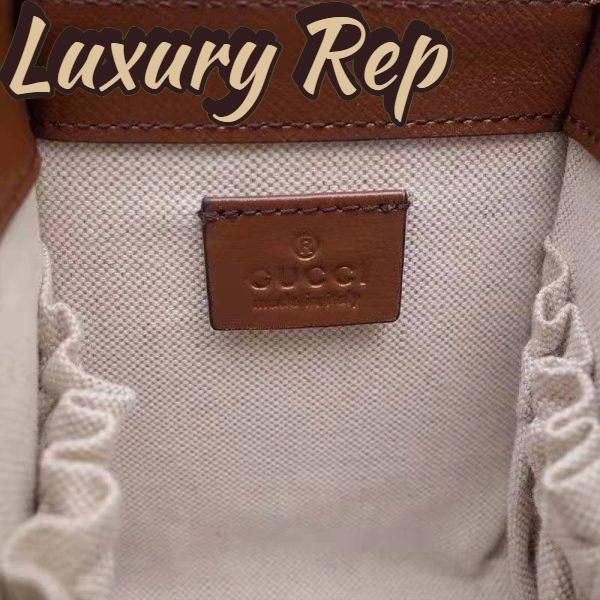 Replica Gucci Women Gucci Horsebit 1955 Mini Top Handle Bag Beige and Ebony GG Supreme Canvas 10
