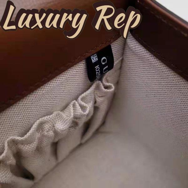 Replica Gucci Women Gucci Horsebit 1955 Mini Top Handle Bag Beige and Ebony GG Supreme Canvas 11