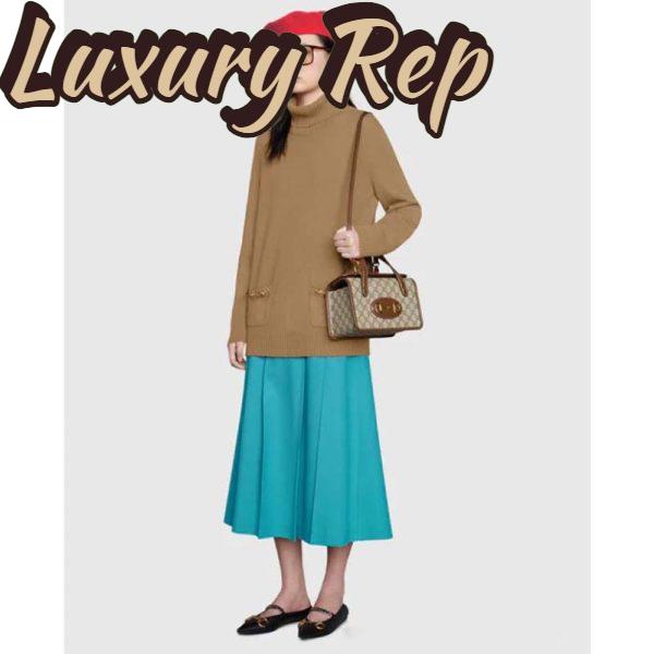 Replica Gucci Women Gucci Horsebit 1955 Mini Top Handle Bag Beige and Ebony GG Supreme Canvas 12