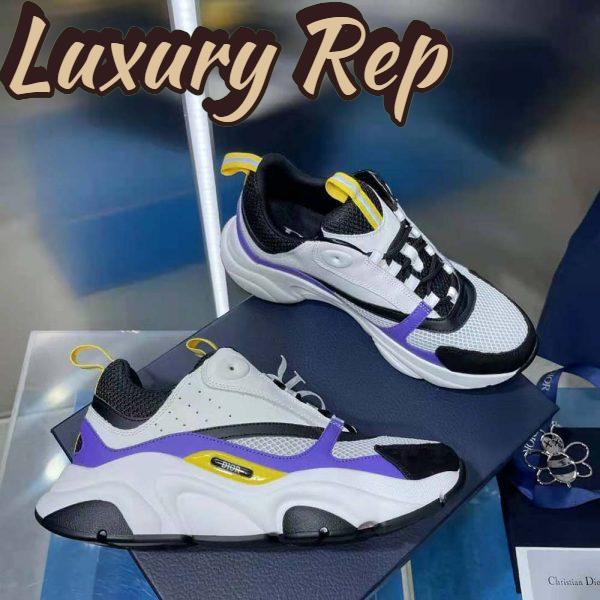 Replica Dior Men B22 Sneaker Violet and White Calfskin with White and Black Technical Mesh 3