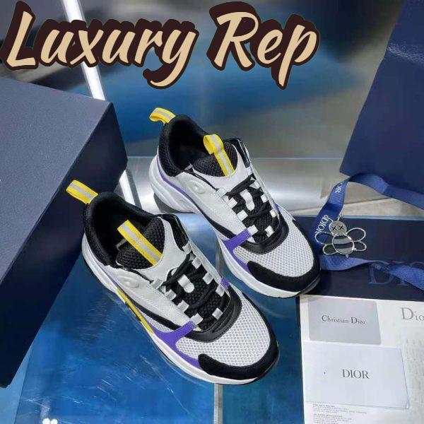 Replica Dior Men B22 Sneaker Violet and White Calfskin with White and Black Technical Mesh 5