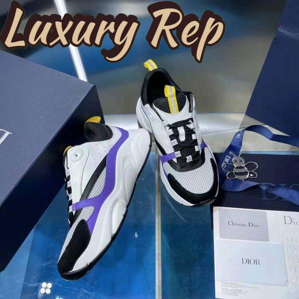 Replica Dior Men B22 Sneaker Violet and White Calfskin with White and Black Technical Mesh 6