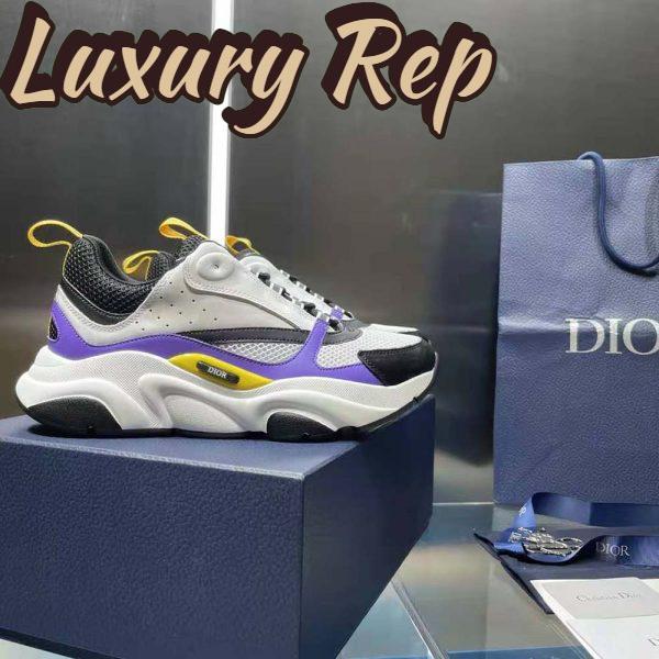 Replica Dior Men B22 Sneaker Violet and White Calfskin with White and Black Technical Mesh 7