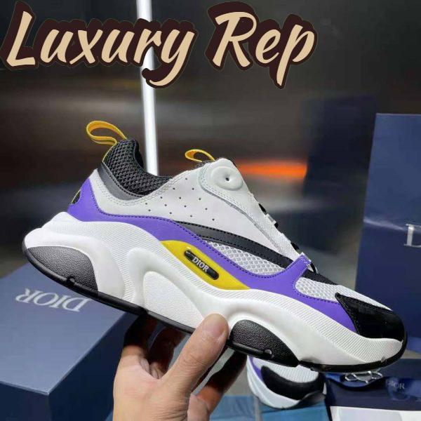 Replica Dior Men B22 Sneaker Violet and White Calfskin with White and Black Technical Mesh 8