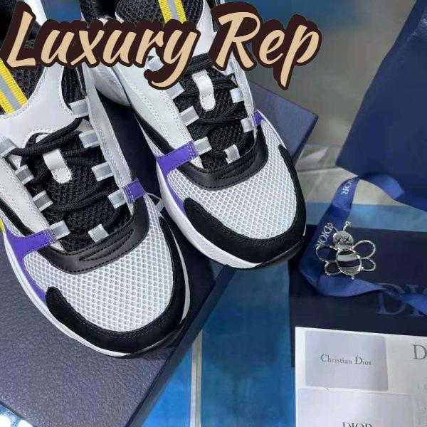 Replica Dior Men B22 Sneaker Violet and White Calfskin with White and Black Technical Mesh 10