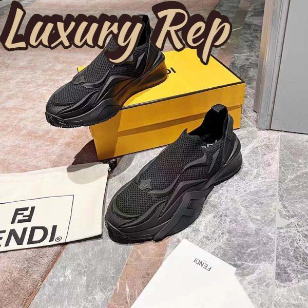Replica Fendi Unisex FF Fendi Flow Black Mesh Running Sneakers 7