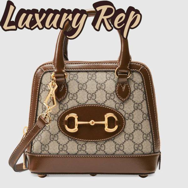Replica Gucci Women Gucci Horsebit 1955 Mini Top Handle Bag GG Supreme Canvas Leather 3