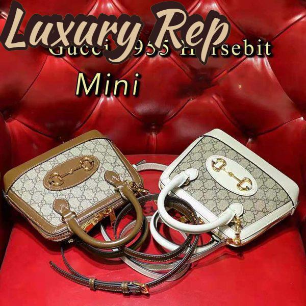 Replica Gucci Women Gucci Horsebit 1955 Mini Top Handle Bag GG Supreme Canvas Leather 4