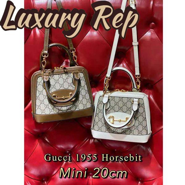 Replica Gucci Women Gucci Horsebit 1955 Mini Top Handle Bag GG Supreme Canvas Leather 5