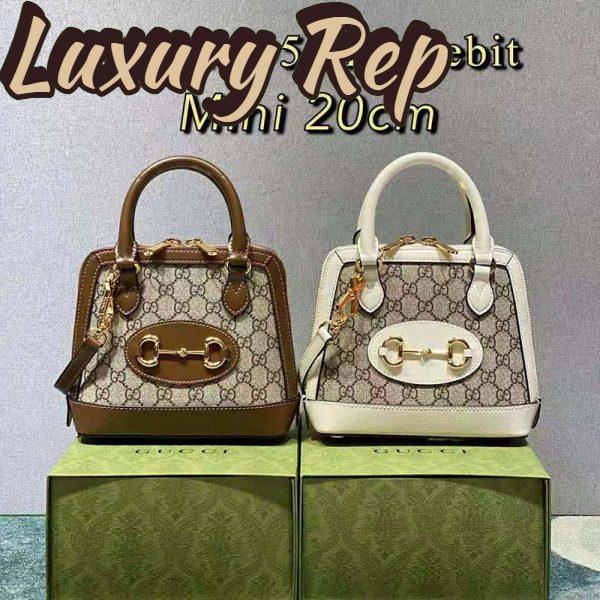 Replica Gucci Women Gucci Horsebit 1955 Mini Top Handle Bag GG Supreme Canvas Leather 6
